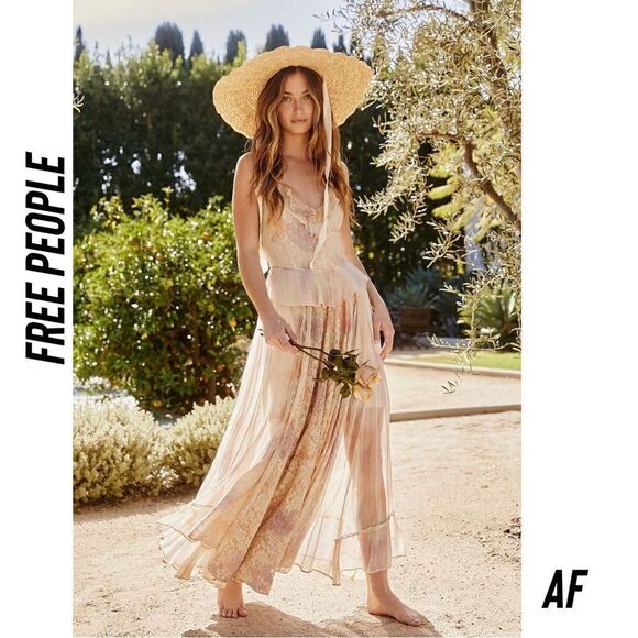 FREE PEOPLE WASHED ASHORE MAXI DRESS NWT SMALL - Picture 5 of 11